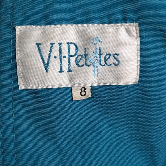 Vintage Teal Double-Breasted Trench Coat | 80s/90s VIPetites | Size M–L - Picture 8 of 8